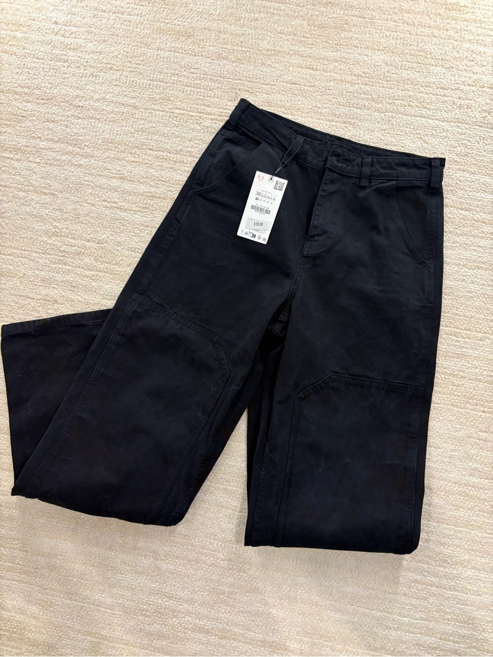 Men's Black Utility Work Pants - Classic Fit